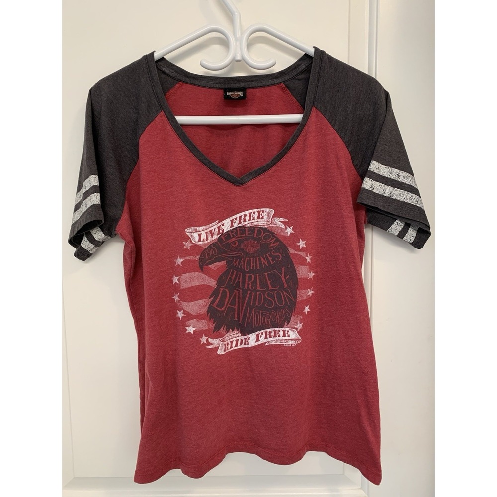 Harley Davidson‎ Orlando T-shirt Women's Large Eagle Graphic Red Moto